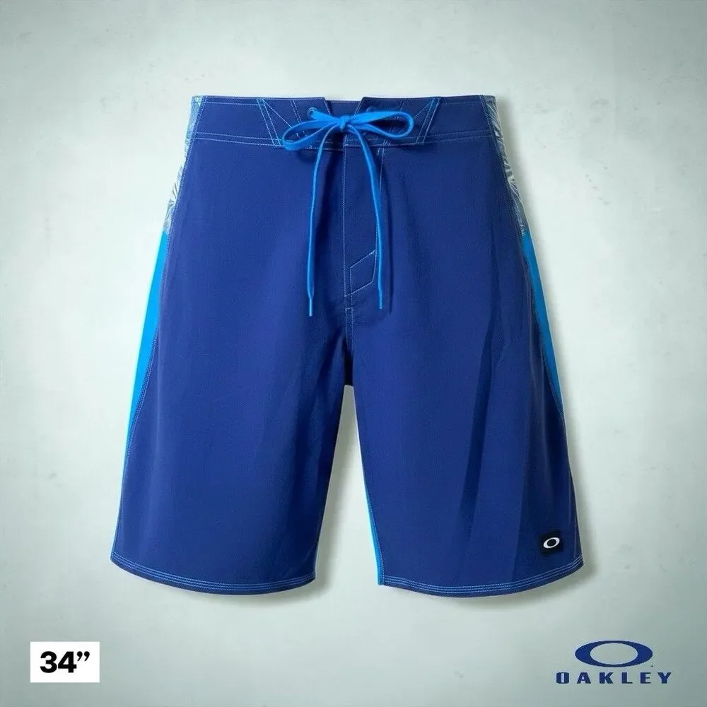 Oakley Board Shorts Mens 34 Blue Performance Fit Swim Shorts Moisture Wicking